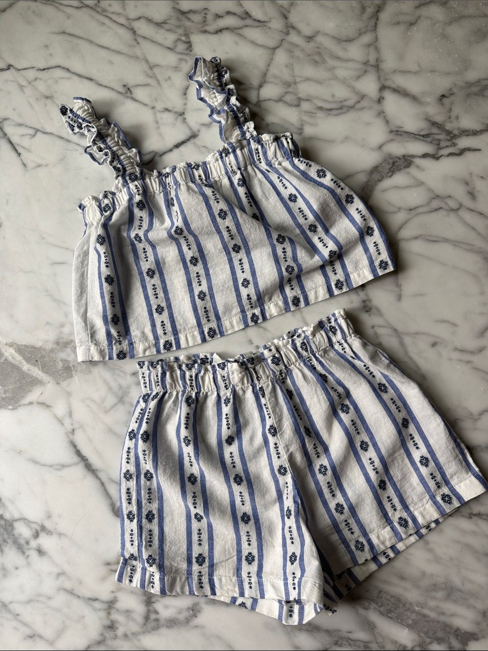 Kids Two-Piece Blue & White Striped Set Size 7
